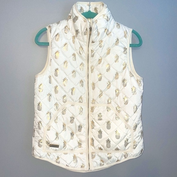 EUC Simply Sourthern Quilted Puffy Puffer Vest Pineapple Metallic Size Small - Picture 2 of 7